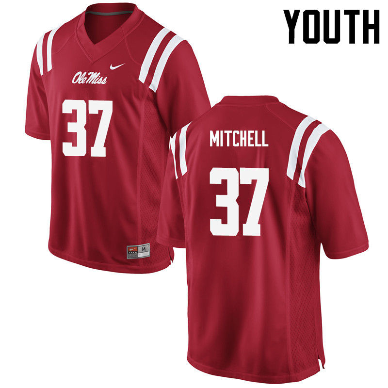 Art Mitchell Ole Miss Rebels NCAA Youth Red #37 Stitched Limited College Football Jersey ZXQ1758RI